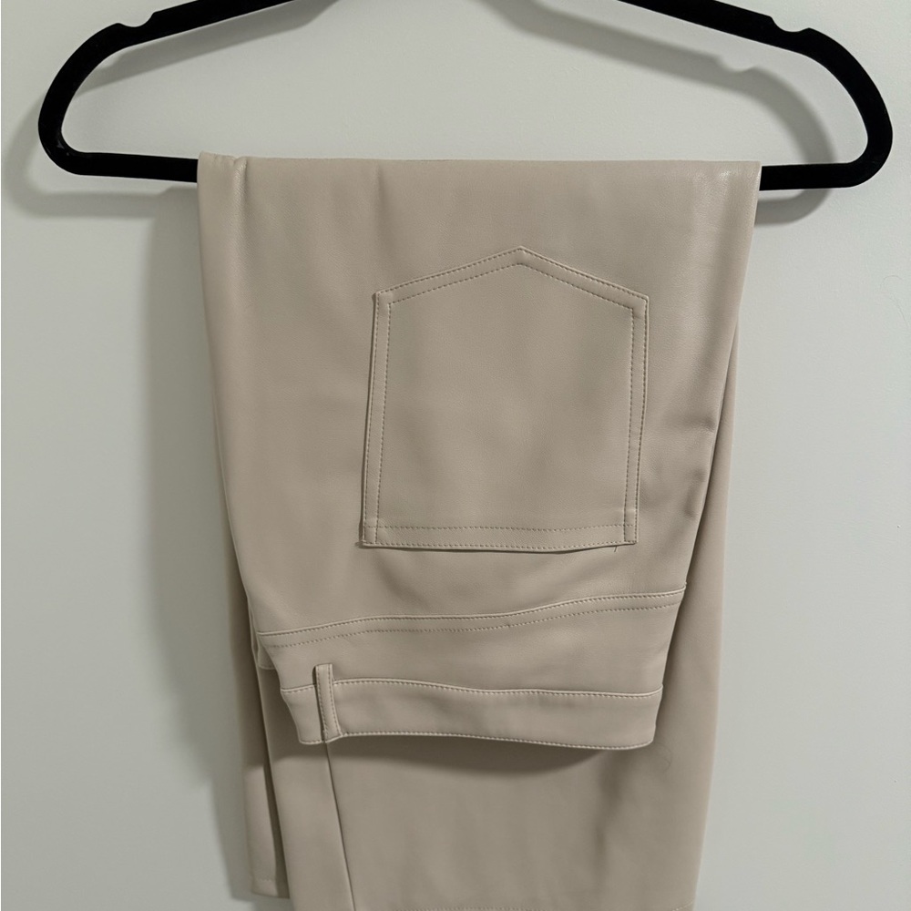 Beige Faux Leather Skirt